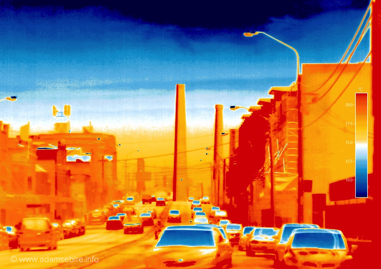 Thermal camera heat image of urban heat island in Australia