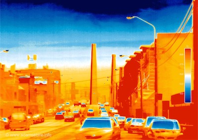 Australian artist Adam Sébire uses an infrared thermographic imager loaned from climate scientists. Whilst they use it to measure heat, Adam's PhD research explores visual representation of climate change and the Anthropocene.