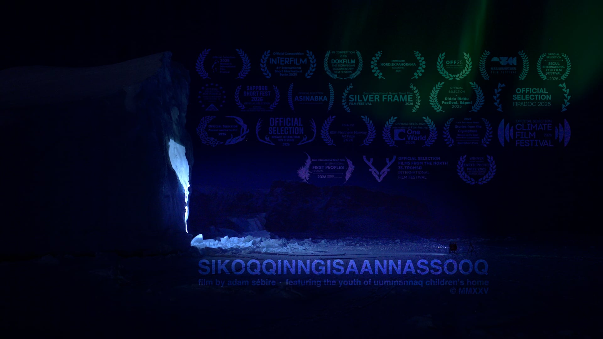 Sikoqqinngisaannassooq laurels on iceberg cinema projection 16-9